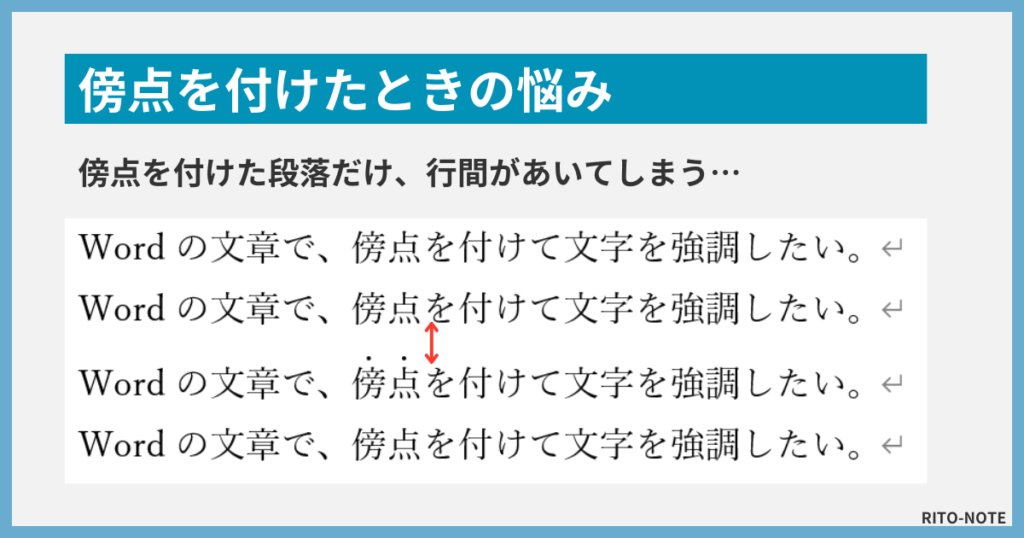 Wordで傍点を入れたあとの行間調整１